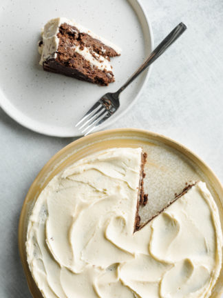 a slice of Sour Cream Chocolate Banana Cake