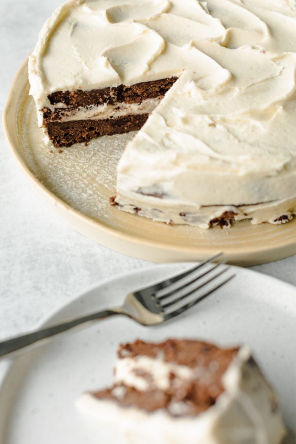 a serving of Sour Cream Chocolate Banana Cake