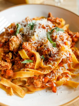 serving of Healthy Ground Chicken Pasta