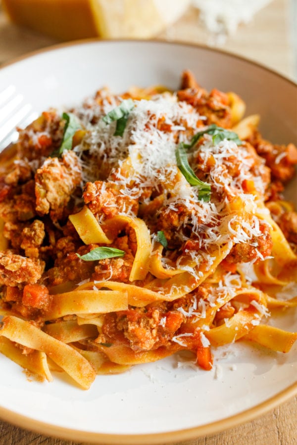 serving of Healthy Ground Chicken Pasta