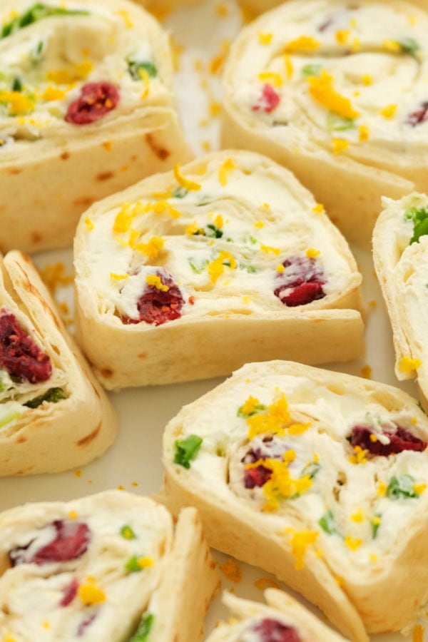 sliced Orange Cranberry Pinwheels Appetizer