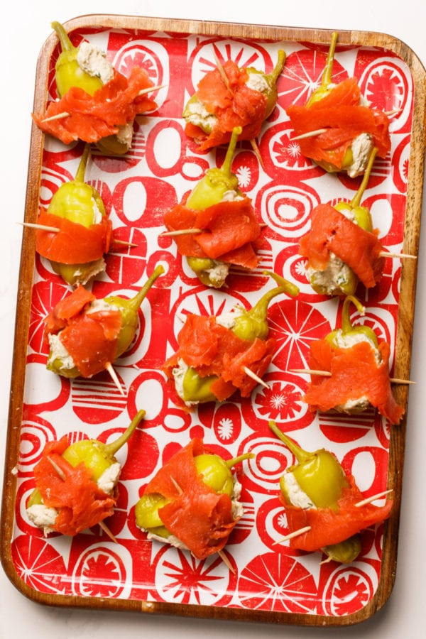 a tray of Peperoncini Lox Poppers