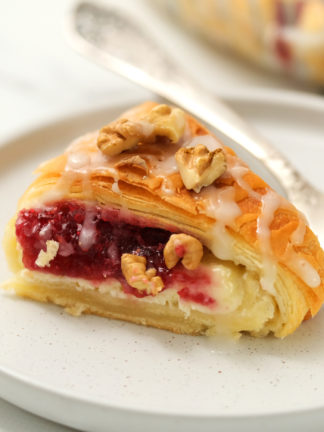 a serving of Raspberry Cream Cheese Crescent Ring