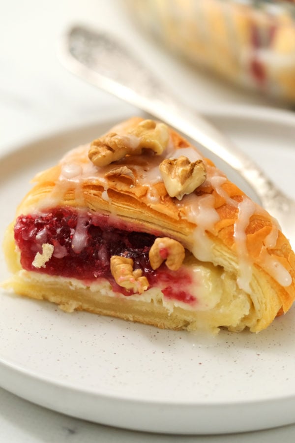 a serving of Raspberry Cream Cheese Crescent Ring