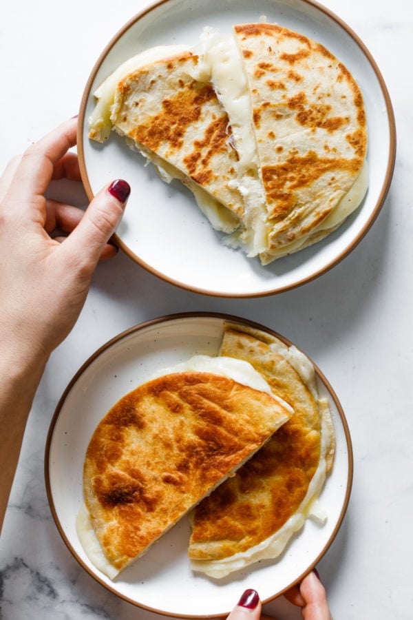 plates of Grilled Cheese Flatbread Sandwich