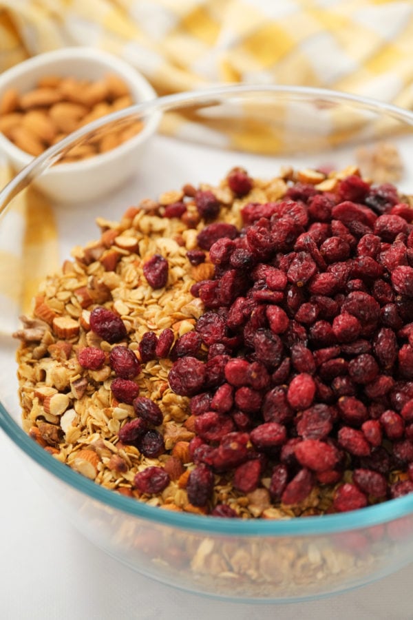 adding cranberries to granola