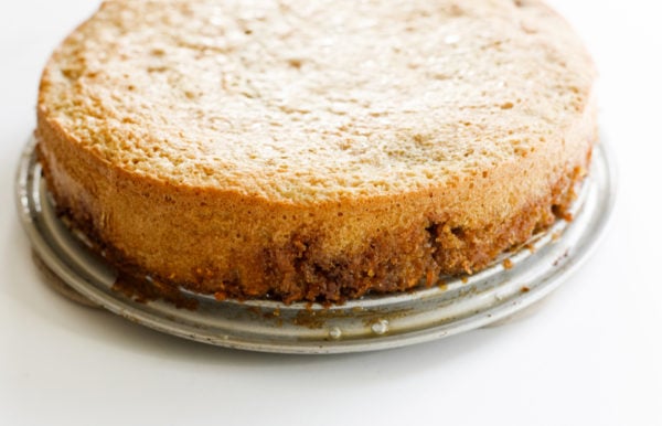 up close picture of Almond Pear Upside Down Cake