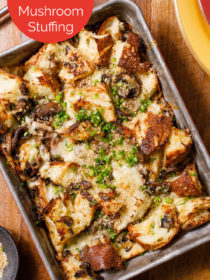 9x13 pan Vegetarian Miso Mushroom Stuffing