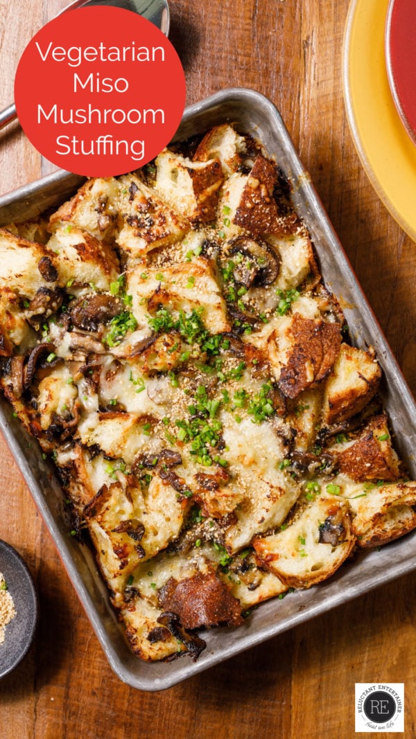 9x13 pan Vegetarian Miso Mushroom Stuffing