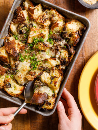 pan of Vegetarian Miso Mushroom Stuffing