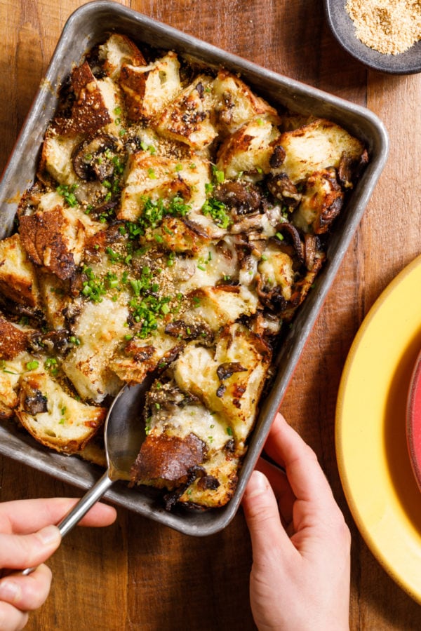 pan of Vegetarian Miso Mushroom Stuffing