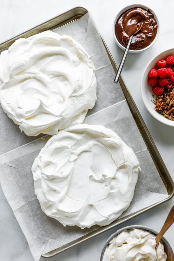 2 round pavlovas for cake