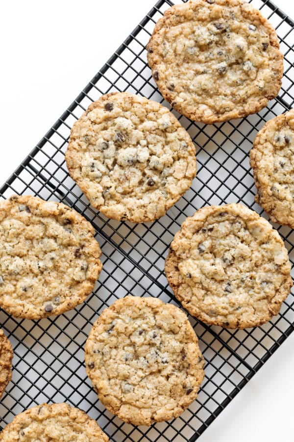 Chocolate Chip Toasted Coconut Cookies on baking rack