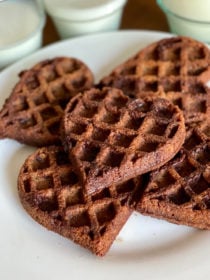 Heart-Shaped Waffle Cookies on a plate