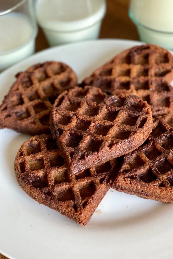Heart-Shaped Waffle Cookies on a plate