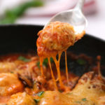 spoonful of Skillet Cheesy Meatball Dip