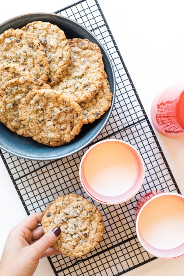 milk and chocolate chip cookies