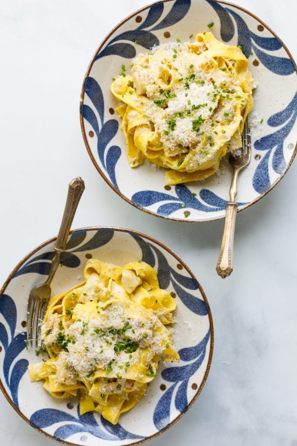 2 servings of Creamy Lemon Chicken Pasta