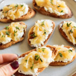 bite of Caramelized Onion Crostini