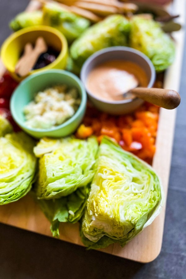Iceberg lettuce on salad board