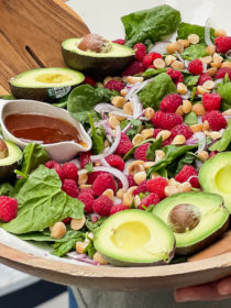 Spinach Raspberry Salad with avocado