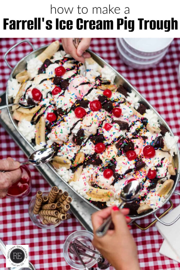 how to make a Farrell's Ice Cream Pig Trough sundae dessert