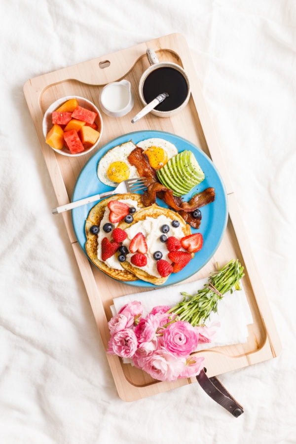 mother's day breakfast board in bed