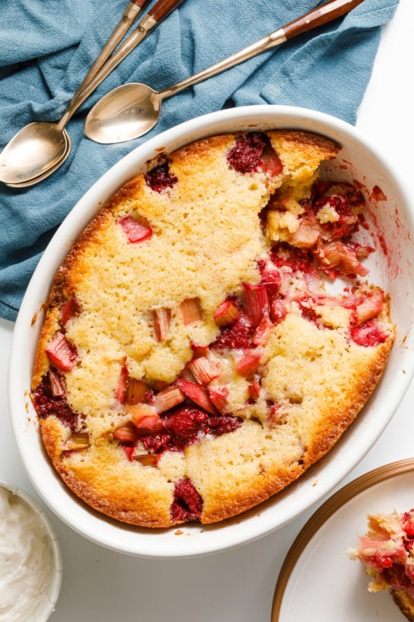 Raspberry Rhubarb Buttermilk Cake