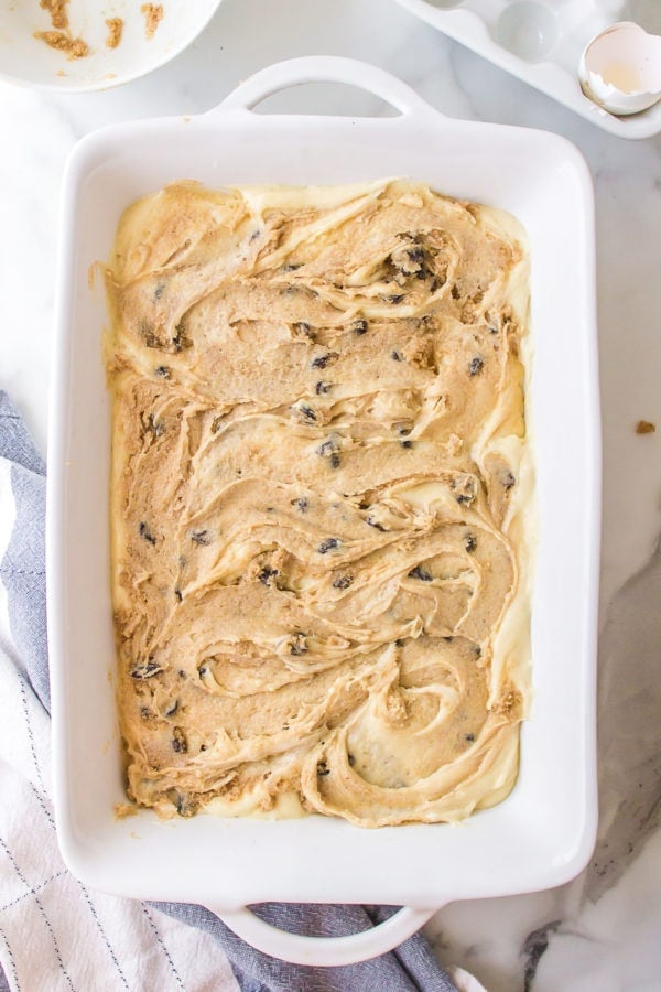 swirling the Homemade Cinnamon Roll Pecan Cake