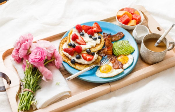 pancake breakfast on a board