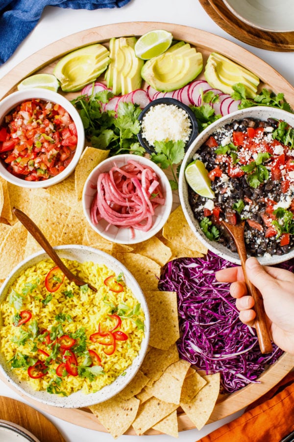 ingredients for Vegetarian Burrito Bowl Board