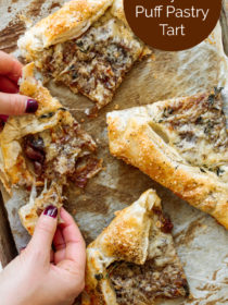 cheesy bite of Fig and Gruyere Puff Pastry Tart