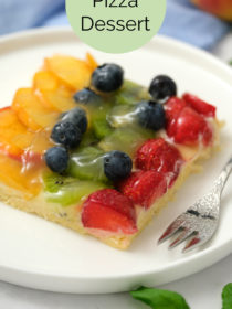 square piece of fruit pizza