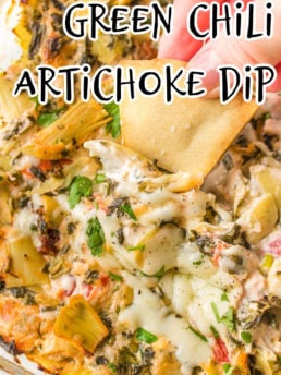 Green Chili Artichoke Dip made in 9x13 dish