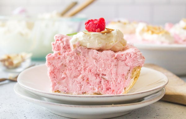Oregon Raspberry Cloud Pie with cream