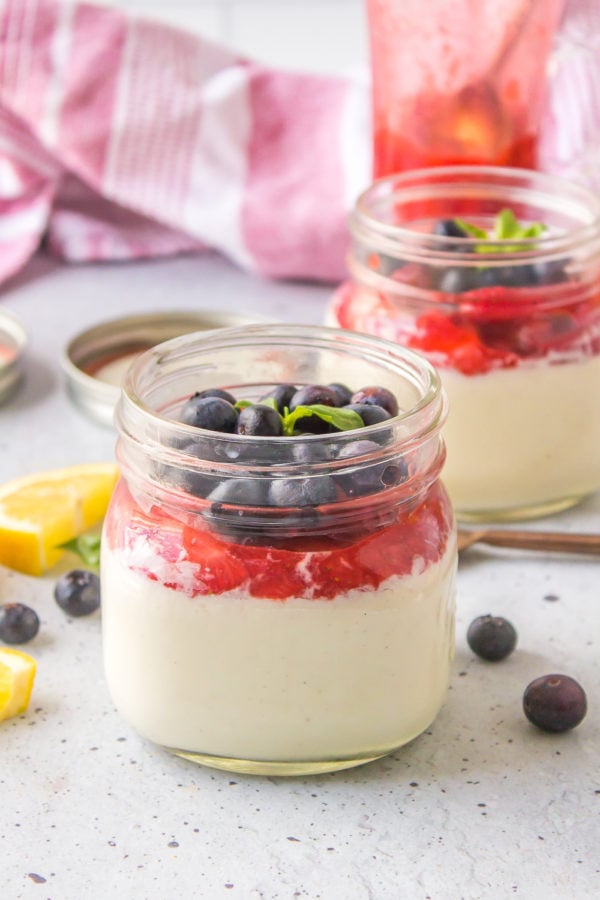 patriotic Strawberry Blueberry Panna Cotta