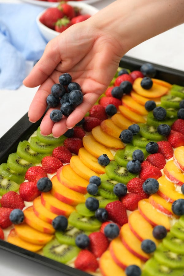 blueberries on fruit pizza