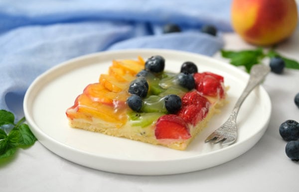 a serving of fruit pizza