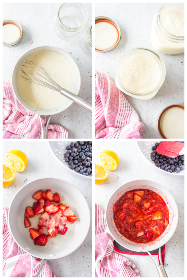 how to make Strawberry Blueberry Panna Cotta