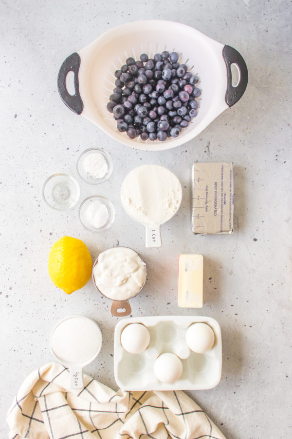 ingredients for Lemon Blueberry Bundt Cake