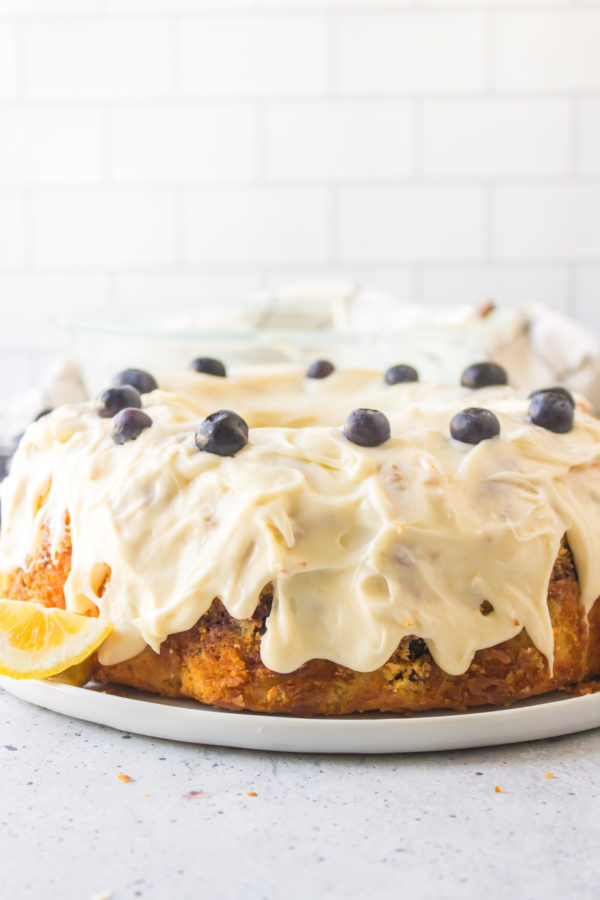 cream cheese frosting on bundt cake