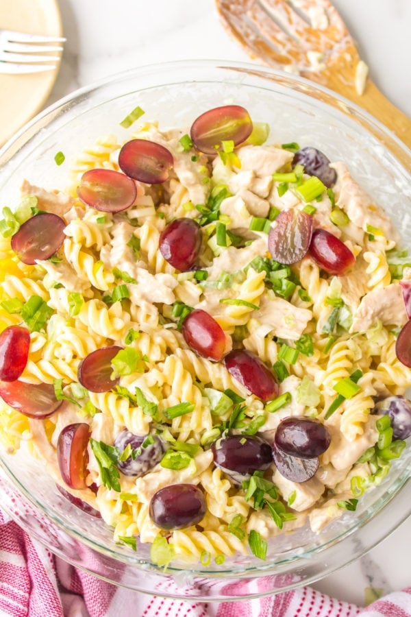 bowl of Copycat Macy's Pacific Rim Salad with grapes