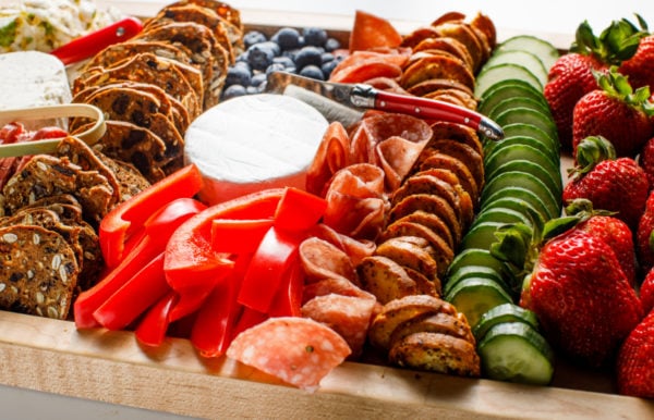 red peppers on a snack board