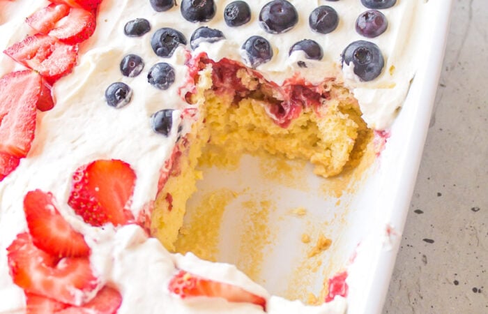 a serving of poke cake