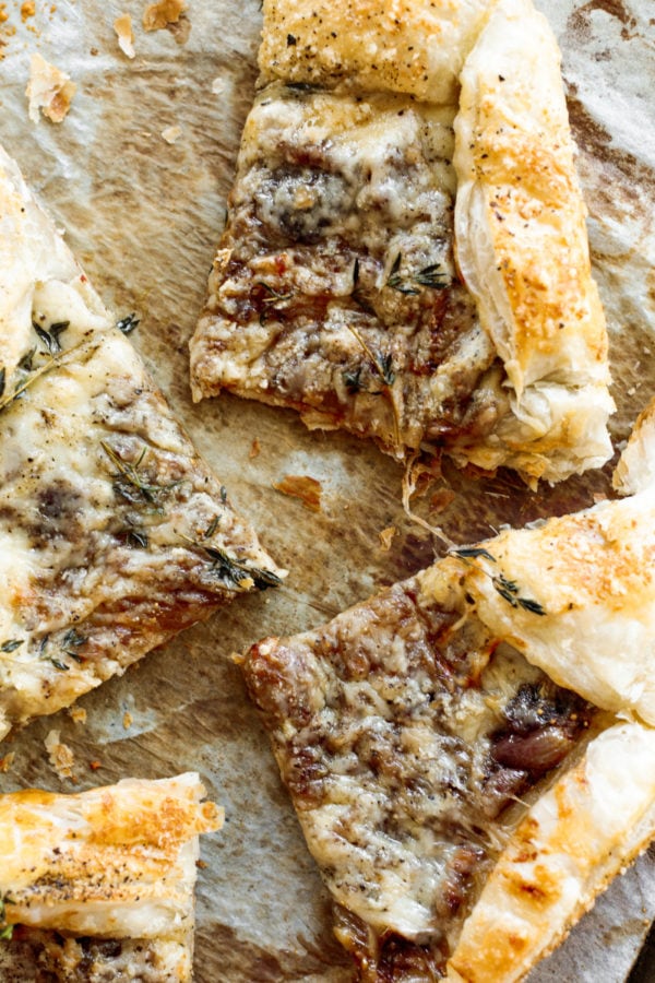 pieces of Fig and Gruyere Puff Pastry Tart