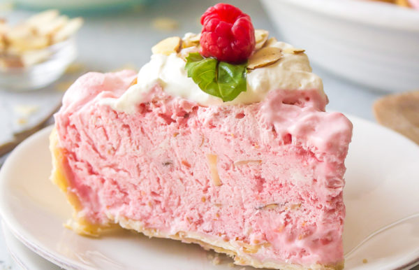 a frozen slice of Oregon Raspberry Cloud Pie