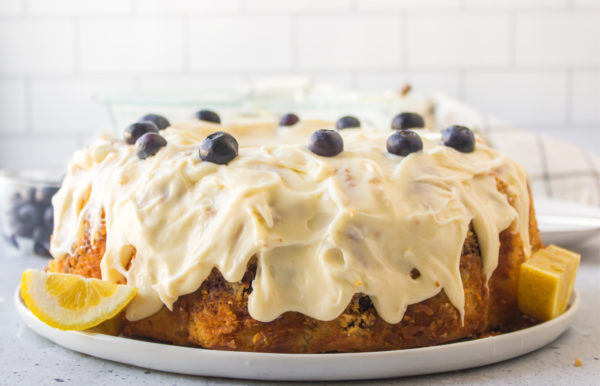Lemon Blueberry Bundt Cake with cream cheese frosting