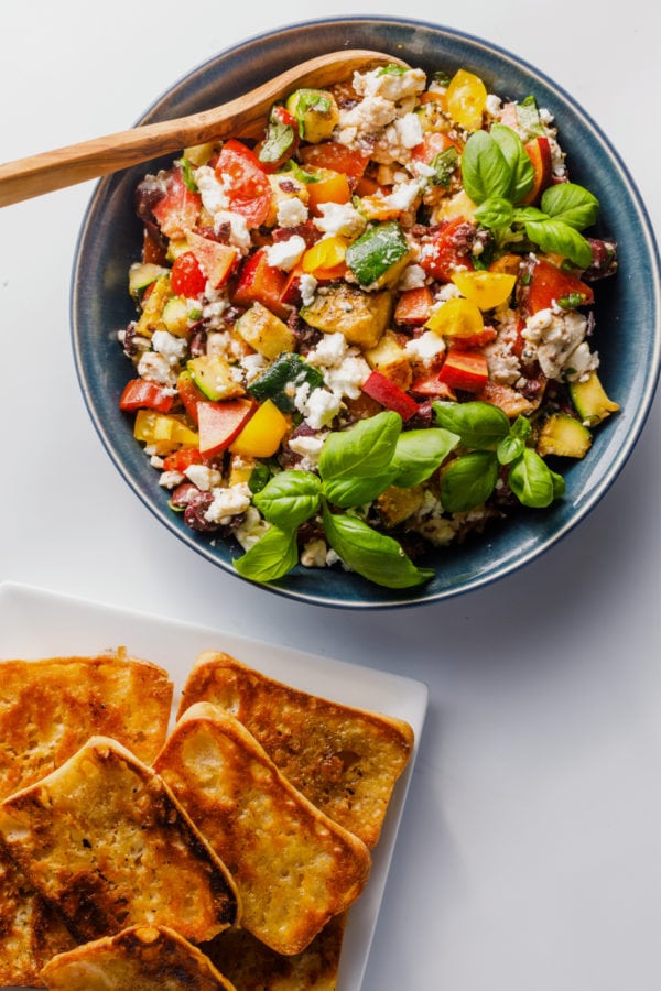 Greek Zucchini Salad Toasts