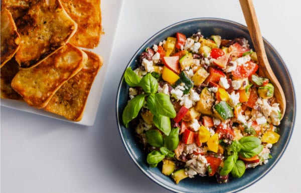 Greek Zucchini Salad with Toasts