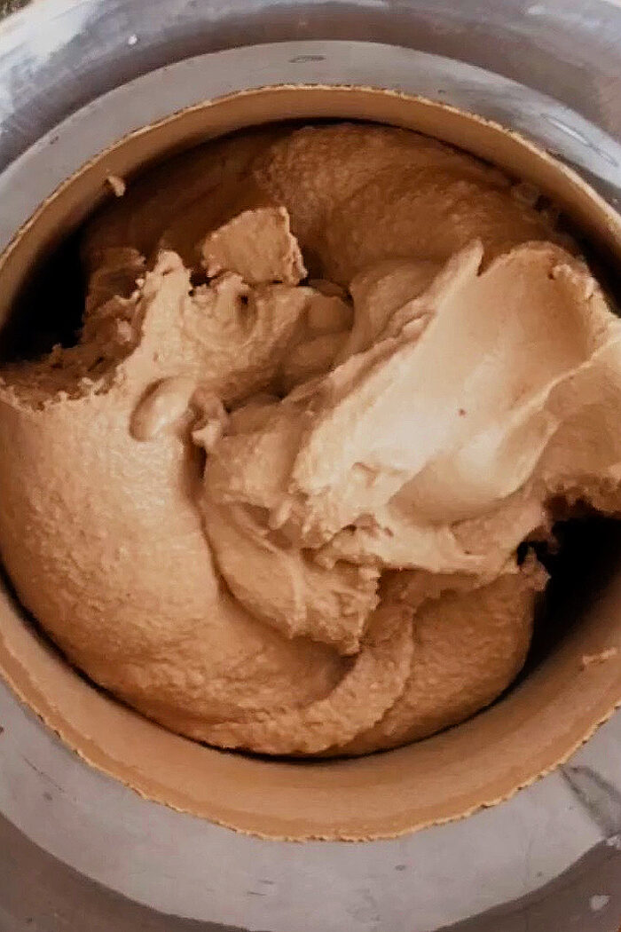 making chocolate ice cream in ice cream maker